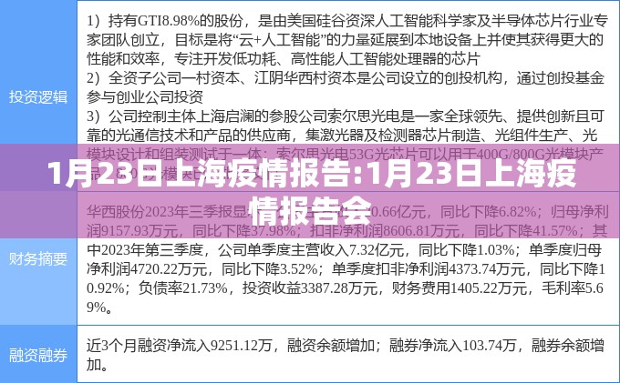 1月23日上海疫情报告:1月23日上海疫情报告会