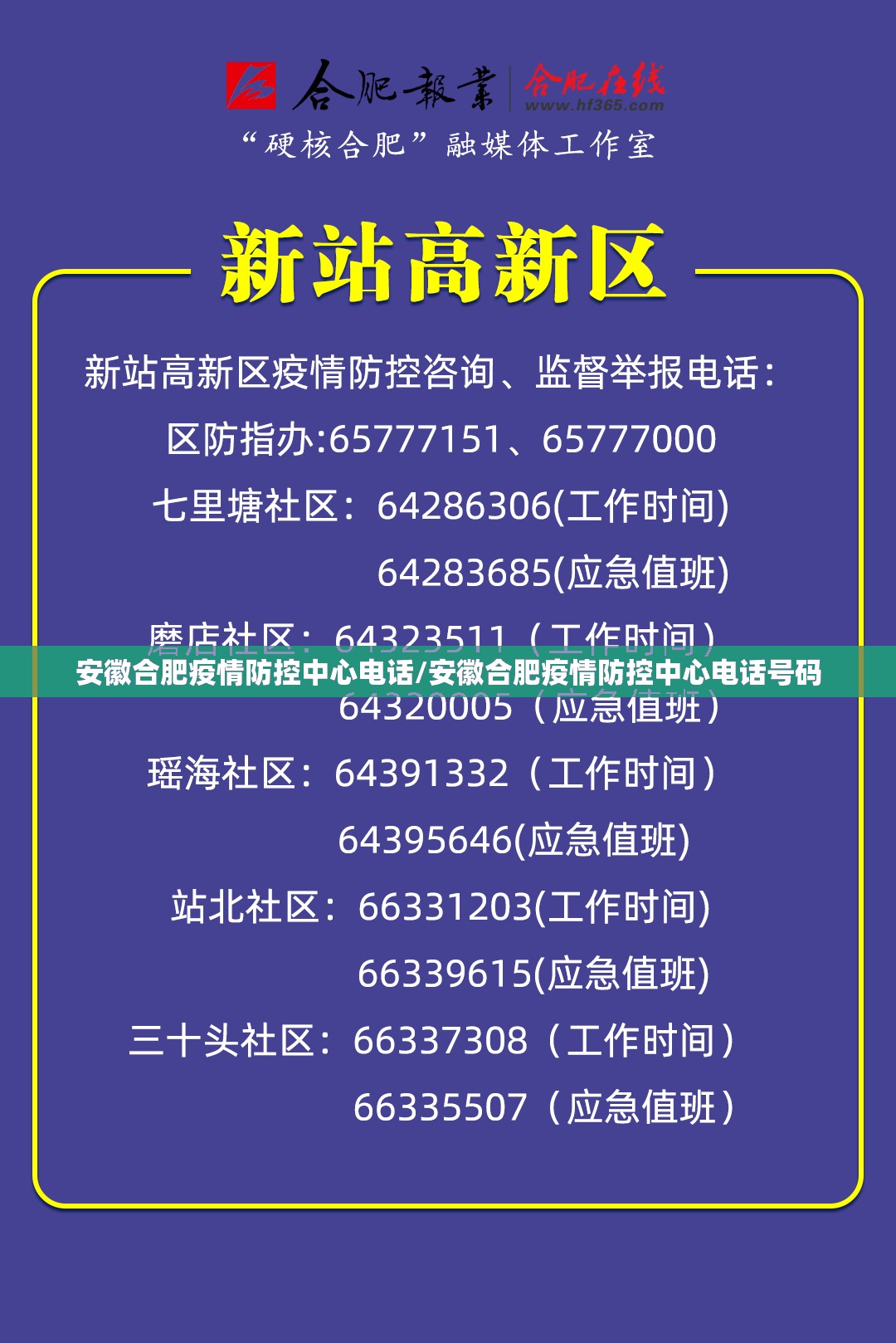 安徽合肥疫情防控中心电话/安徽合肥疫情防控中心电话号码