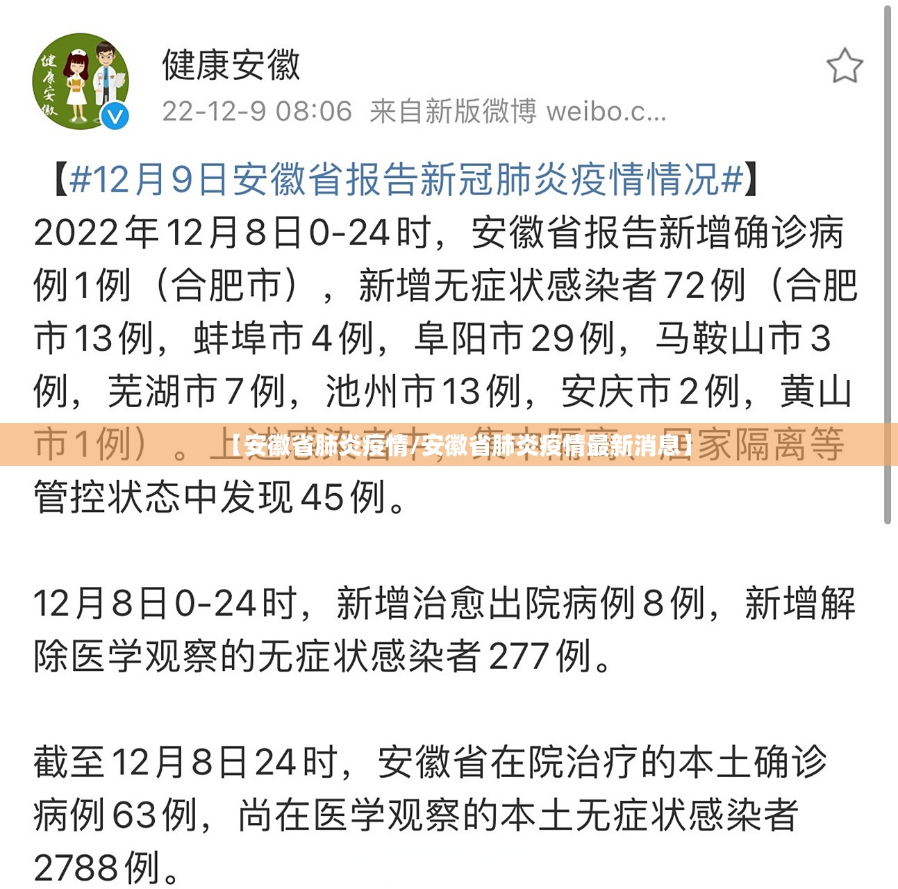 【安徽省肺炎疫情/安徽省肺炎疫情最新消息】
