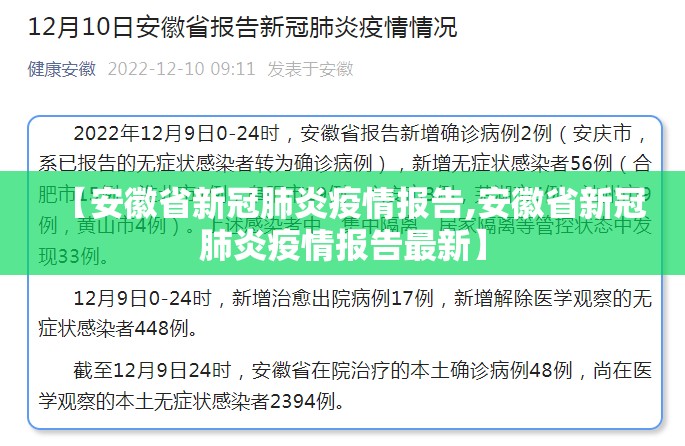 【安徽省新冠肺炎疫情报告,安徽省新冠肺炎疫情报告最新】