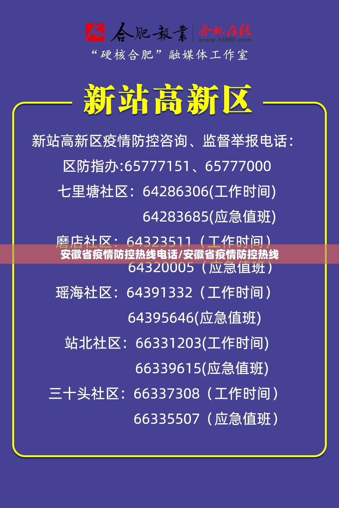 安徽省疫情防控热线电话/安徽省疫情防控热线