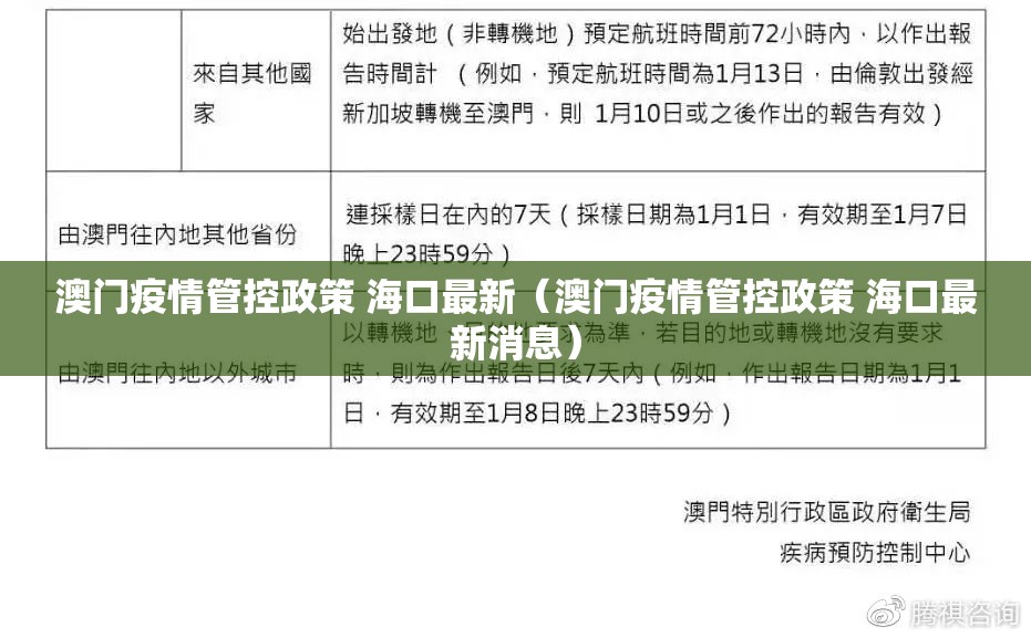 澳门疫情管控政策 海口最新（澳门疫情管控政策 海口最新消息）