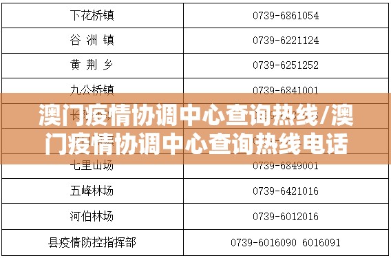 澳门疫情协调中心查询热线/澳门疫情协调中心查询热线电话