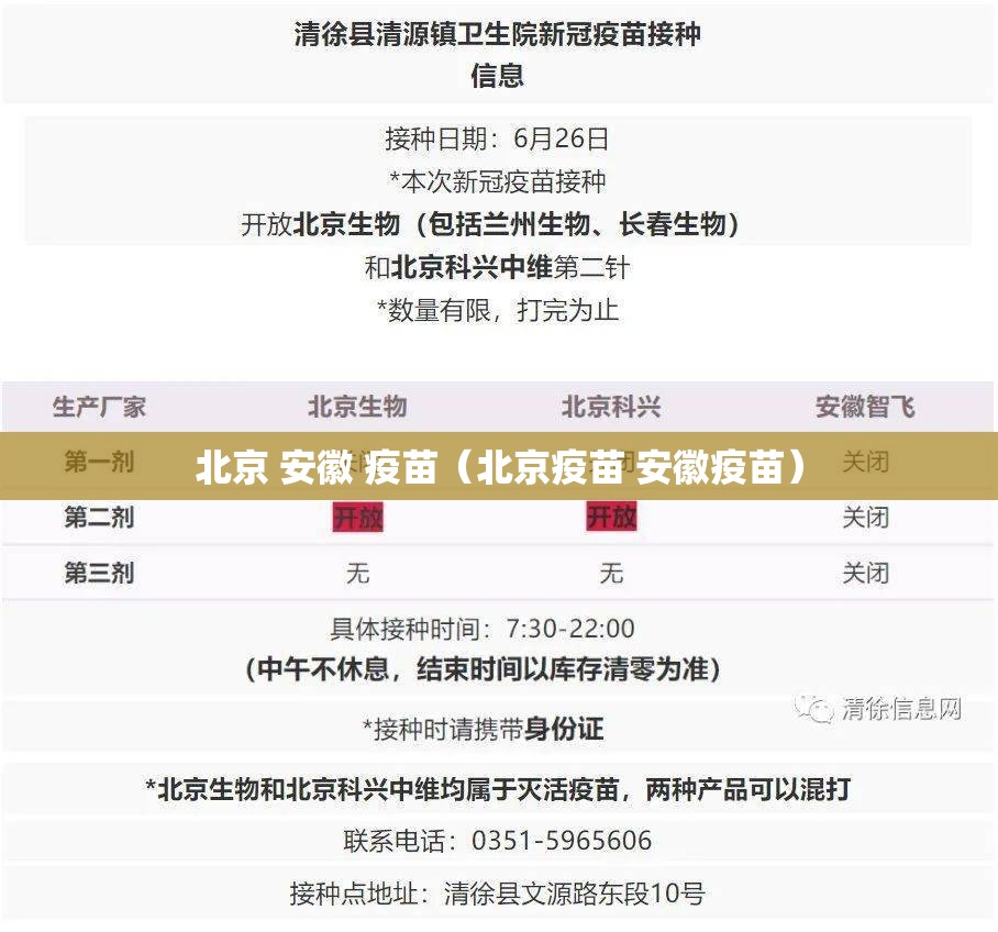北京 安徽 疫苗（北京疫苗 安徽疫苗）