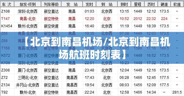 【北京到南昌机场/北京到南昌机场航班时刻表】