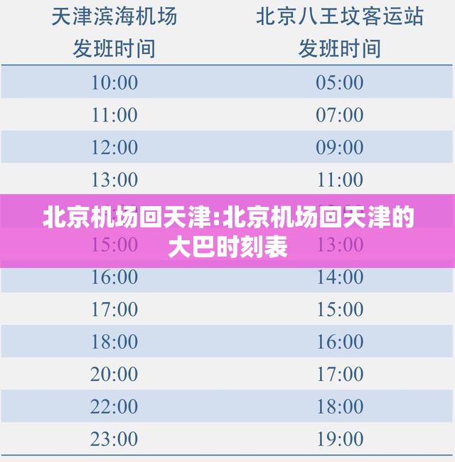 北京机场回天津:北京机场回天津的大巴时刻表