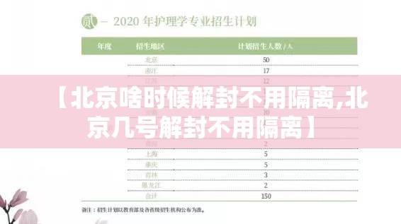 【北京啥时候解封不用隔离,北京几号解封不用隔离】