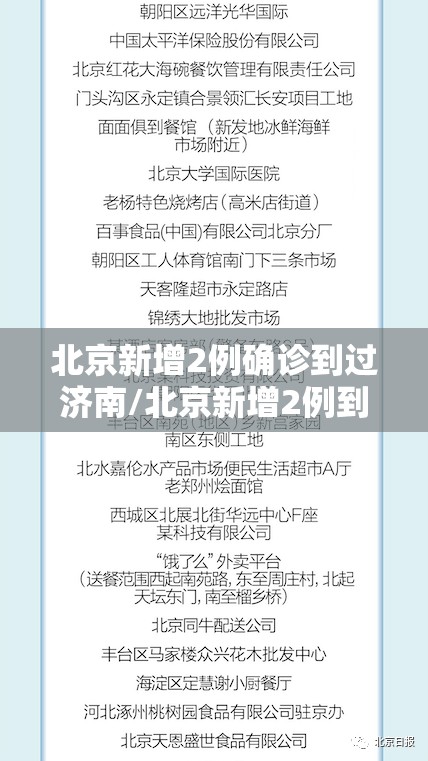 北京新增2例确诊到过济南/北京新增2例到过济南