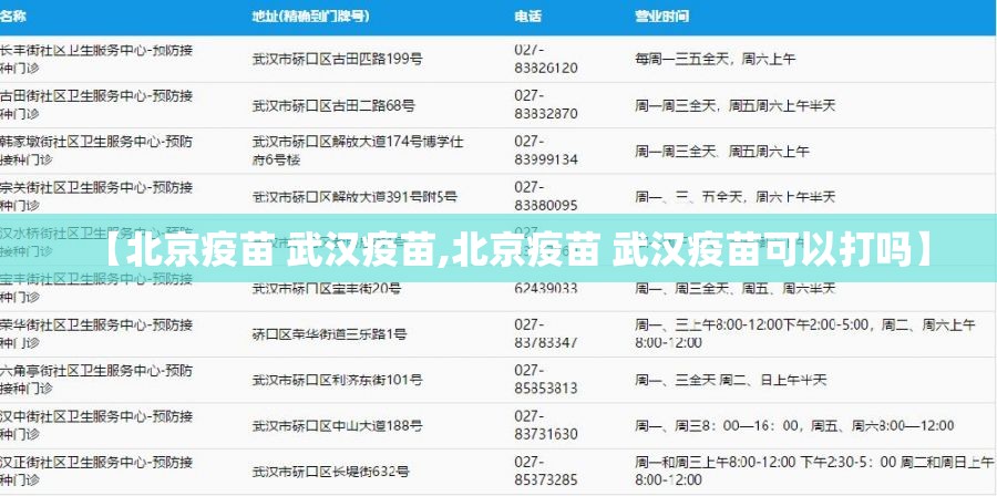 【北京疫苗 武汉疫苗,北京疫苗 武汉疫苗可以打吗】