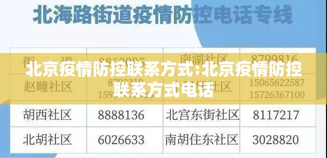 北京疫情防控联系方式:北京疫情防控联系方式电话