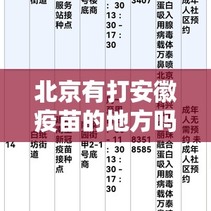 北京有打安徽疫苗的地方吗:北京有打安徽疫苗的地方吗现在