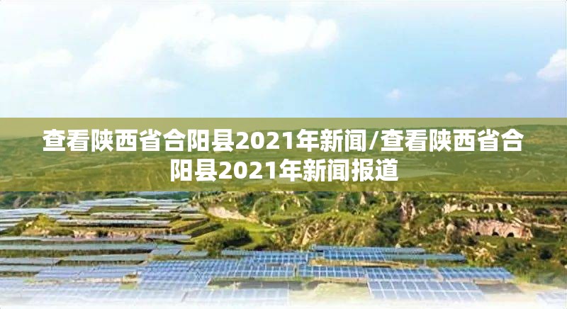 查看陕西省合阳县2021年新闻/查看陕西省合阳县2021年新闻报道