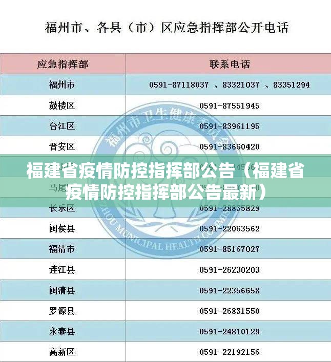 福建省疫情防控指挥部公告（福建省疫情防控指挥部公告最新）