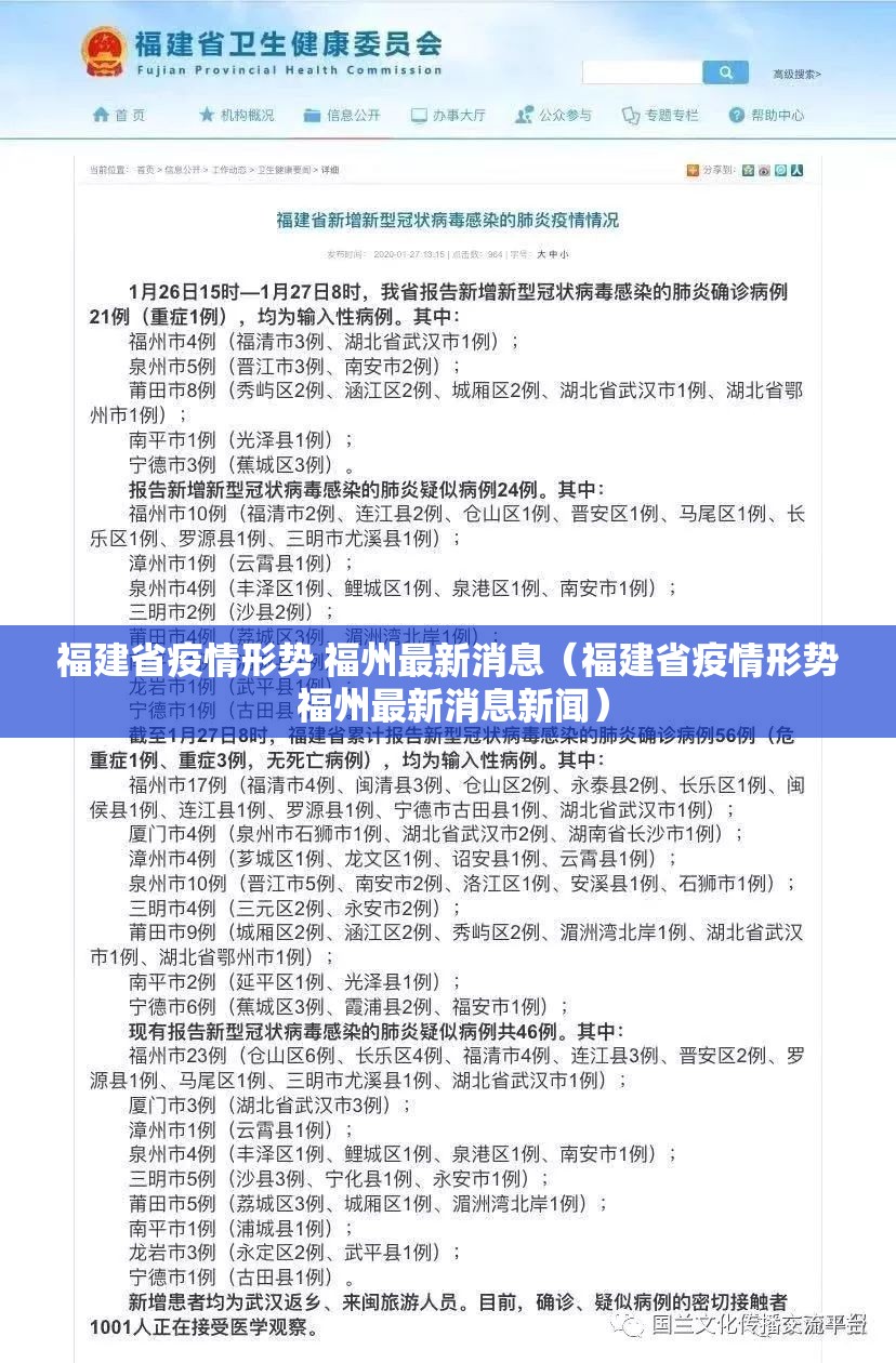 福建省疫情形势 福州最新消息（福建省疫情形势 福州最新消息新闻）