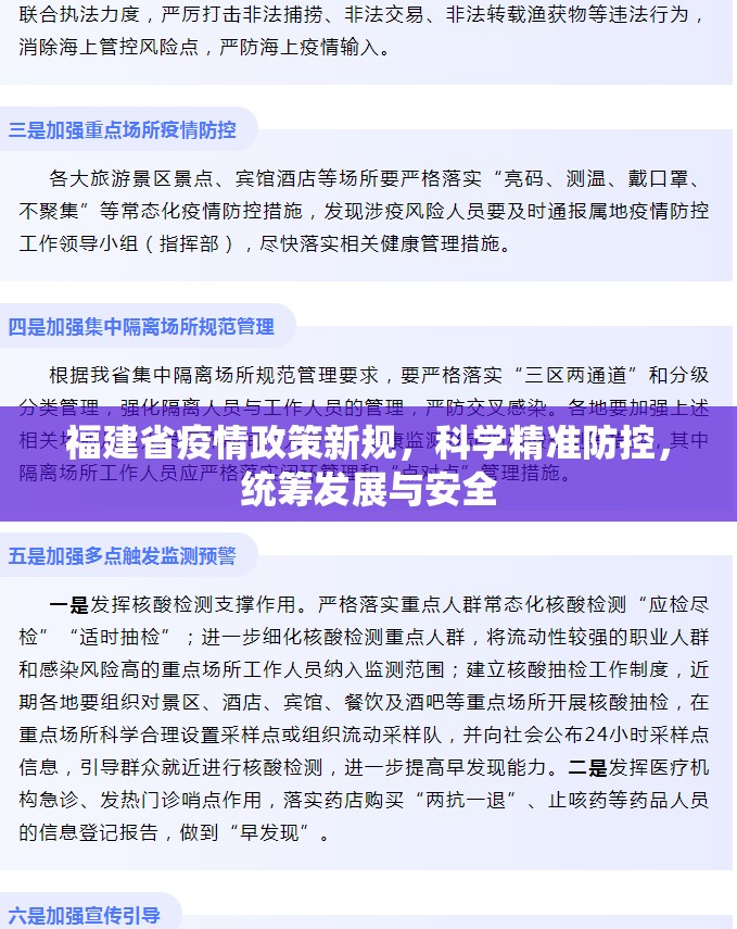 福建省疫情政策新规，科学精准防控，统筹发展与安全