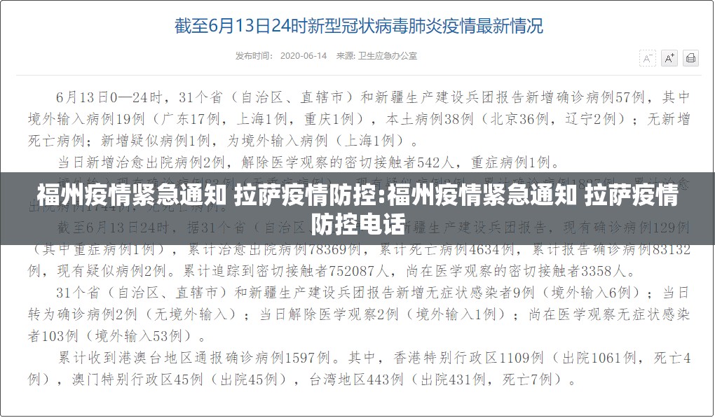 福州疫情紧急通知 拉萨疫情防控:福州疫情紧急通知 拉萨疫情防控电话