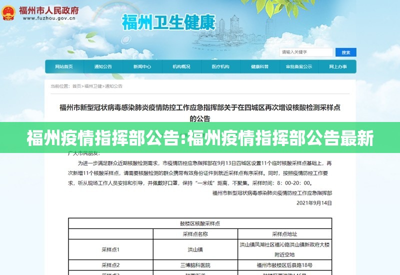 福州疫情指挥部公告:福州疫情指挥部公告最新