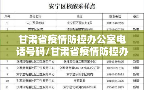 甘肃省疫情防控办公室电话号码/甘肃省疫情防控办公室电话号码是多少