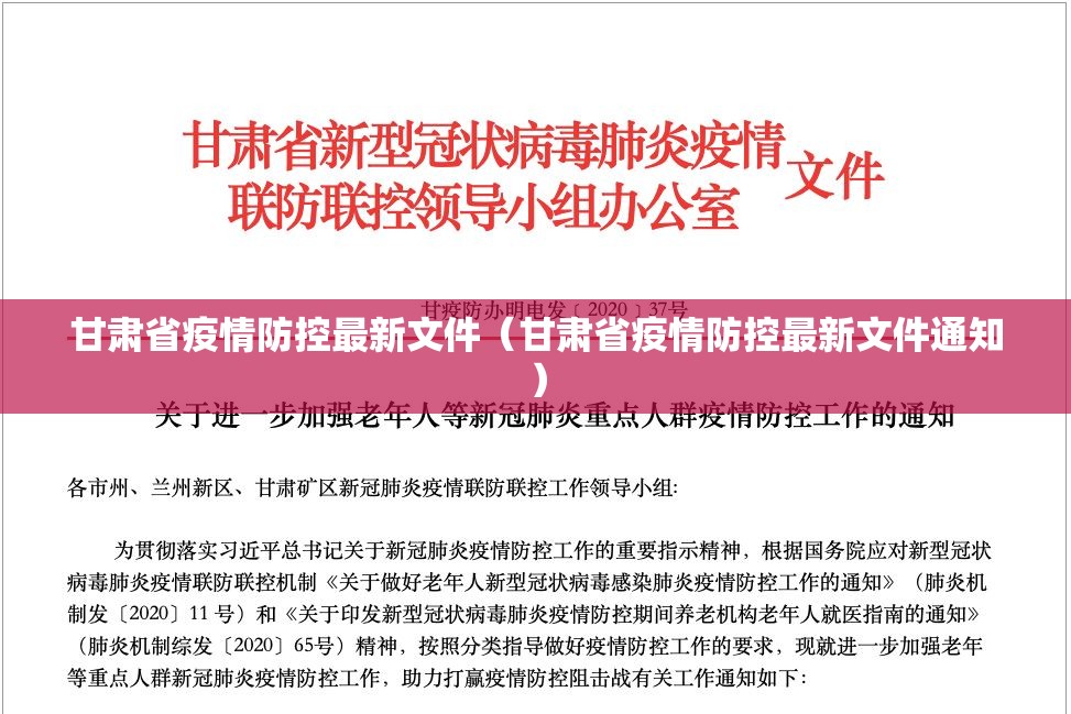 甘肃省疫情防控最新文件（甘肃省疫情防控最新文件通知）