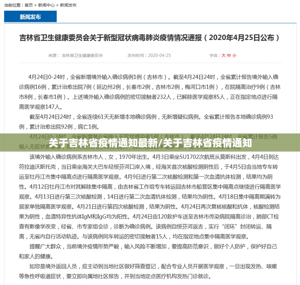 关于吉林省疫情通知最新/关于吉林省疫情通知