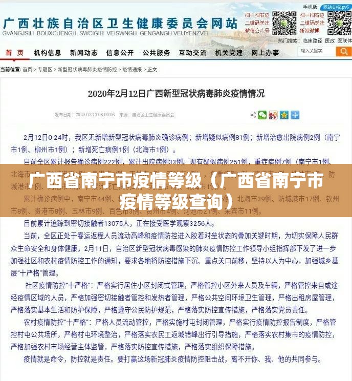 广西省南宁市疫情等级（广西省南宁市疫情等级查询）