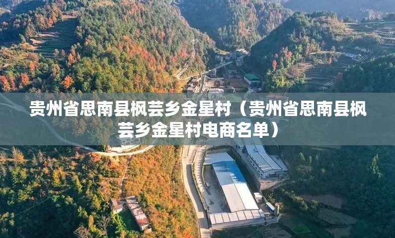 贵州省思南县枫芸乡金星村（贵州省思南县枫芸乡金星村电商名单）