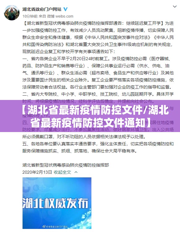 【湖北省最新疫情防控文件/湖北省最新疫情防控文件通知】