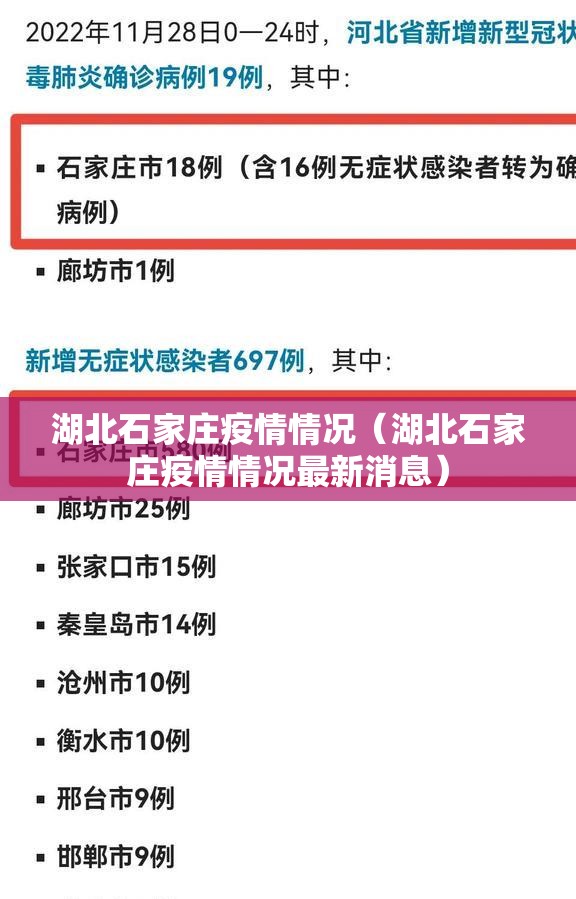湖北石家庄疫情情况（湖北石家庄疫情情况最新消息）