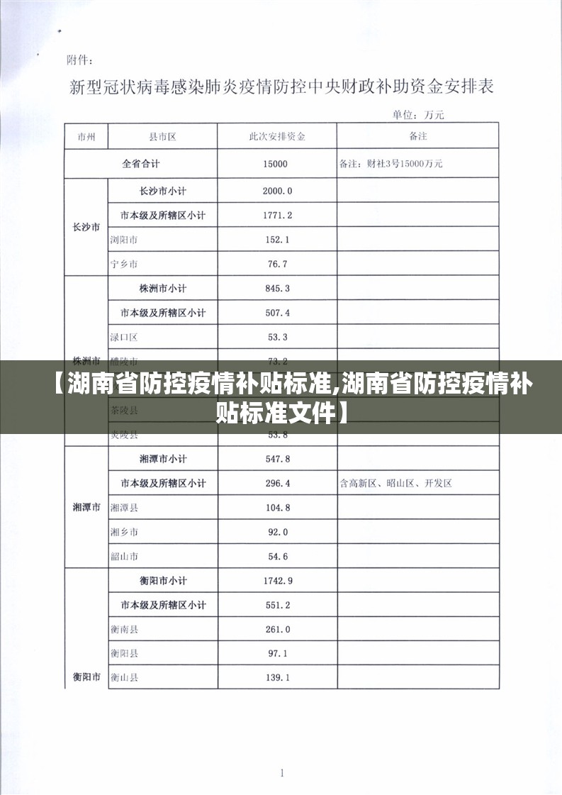 【湖南省防控疫情补贴标准,湖南省防控疫情补贴标准文件】
