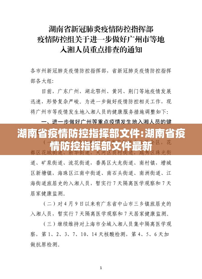 湖南省疫情防控指挥部文件:湖南省疫情防控指挥部文件最新