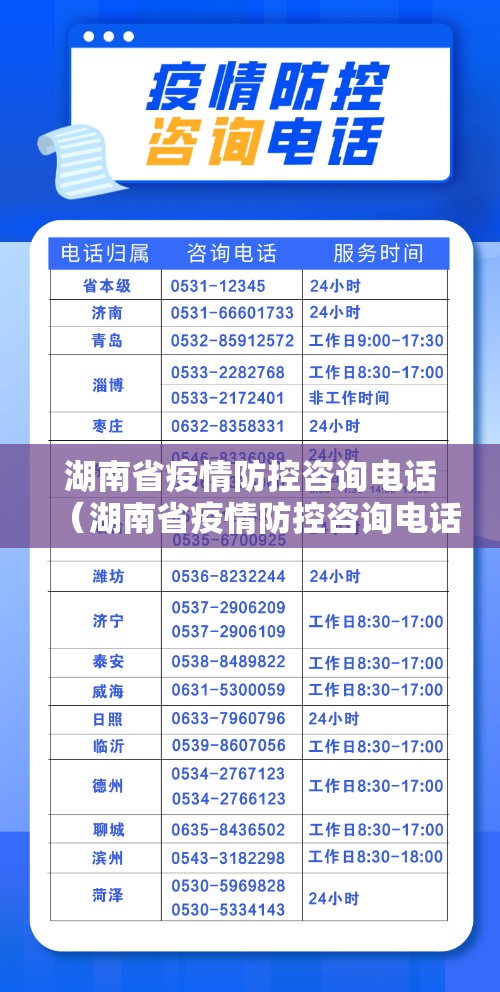 湖南省疫情防控咨询电话（湖南省疫情防控咨询电话号码）