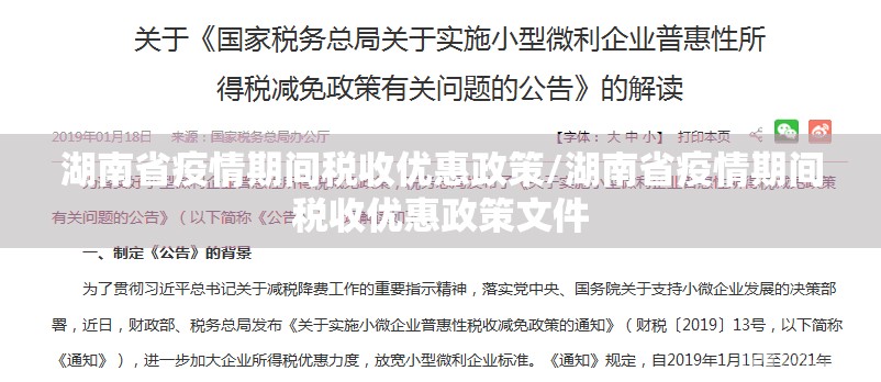 湖南省疫情期间税收优惠政策/湖南省疫情期间税收优惠政策文件