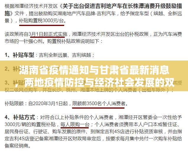湖南省疫情通知与甘肃省最新消息，两地疫情防控与经济社会发展的双线作战
