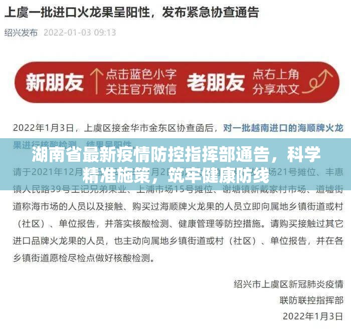 湖南省最新疫情防控指挥部通告，科学精准施策，筑牢健康防线