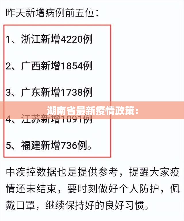 湖南省最新疫情政策: