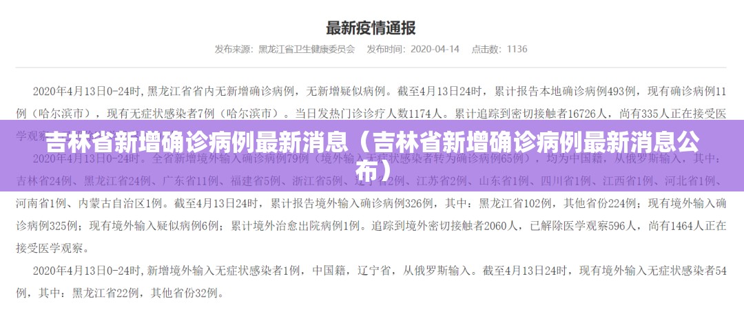 吉林省新增确诊病例最新消息（吉林省新增确诊病例最新消息公布）
