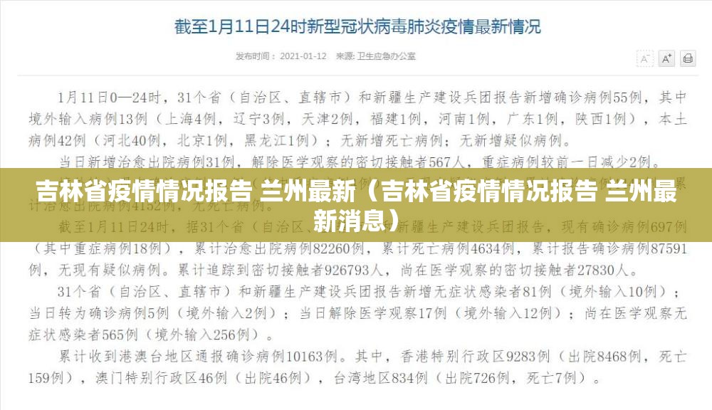 吉林省疫情情况报告 兰州最新（吉林省疫情情况报告 兰州最新消息）