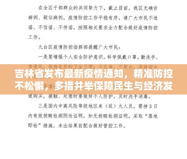 吉林省发布最新疫情通知，精准防控不松懈，多措并举保障民生与经济发展