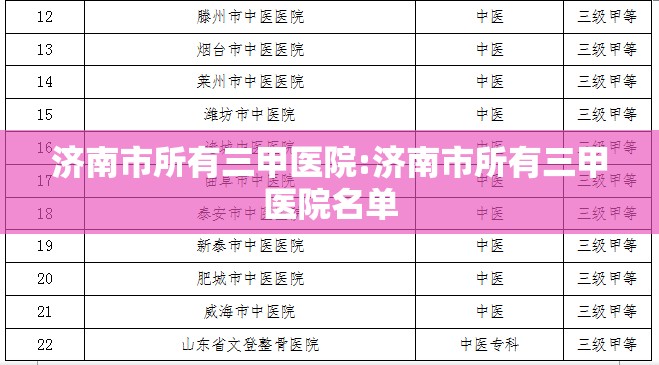 济南市所有三甲医院:济南市所有三甲医院名单