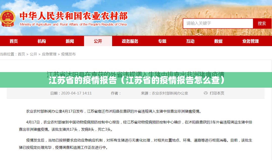 江苏省的疫情报告（江苏省的疫情报告怎么查）