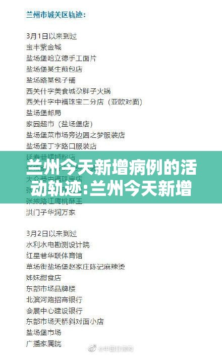 兰州今天新增病例的活动轨迹:兰州今天新增病例的活动轨迹公布