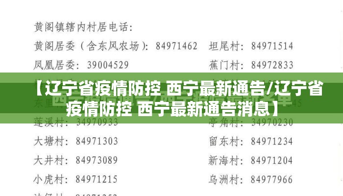 【辽宁省疫情防控 西宁最新通告/辽宁省疫情防控 西宁最新通告消息】