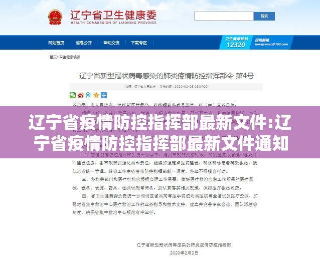 辽宁省疫情防控指挥部最新文件:辽宁省疫情防控指挥部最新文件通知