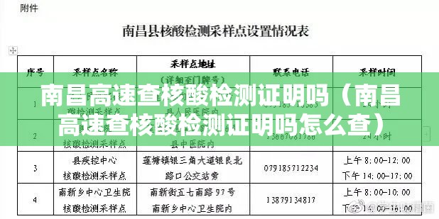 南昌高速查核酸检测证明吗（南昌高速查核酸检测证明吗怎么查）