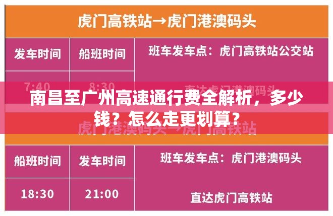 南昌至广州高速通行费全解析，多少钱？怎么走更划算？