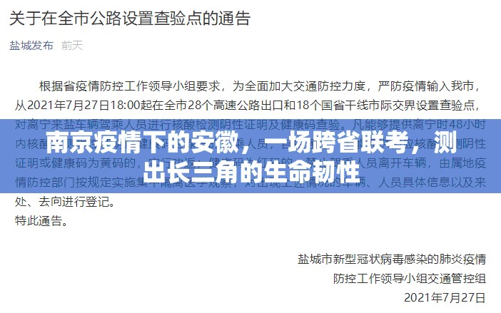 南京疫情下的安徽，一场跨省联考，测出长三角的生命韧性