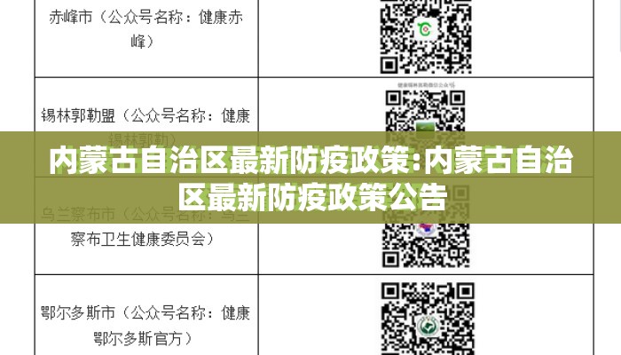内蒙古自治区最新防疫政策:内蒙古自治区最新防疫政策公告