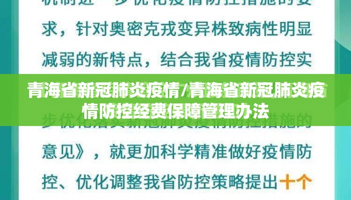 青海省新冠肺炎疫情/青海省新冠肺炎疫情防控经费保障管理办法