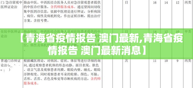 【青海省疫情报告 澳门最新,青海省疫情报告 澳门最新消息】