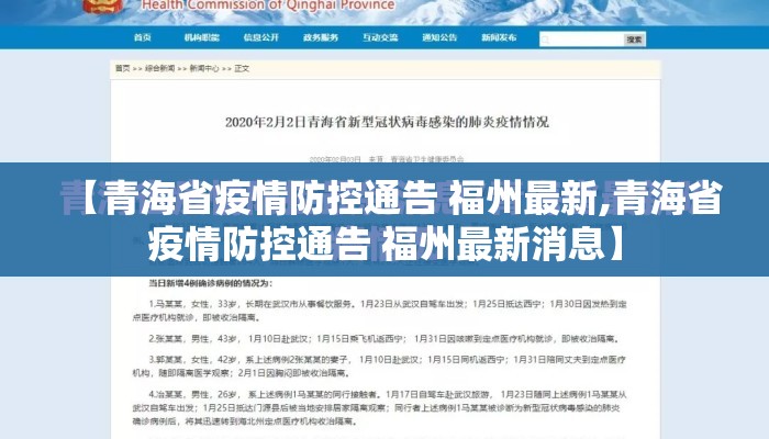 【青海省疫情防控通告 福州最新,青海省疫情防控通告 福州最新消息】